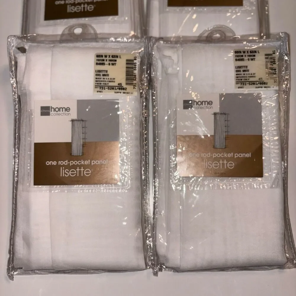 JC Penney Home 60 x 63 Lisette Sheer Cool White Rod Pocket Panels Set Of 4